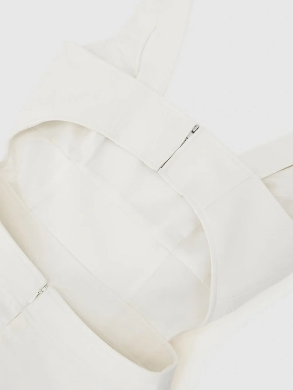 Reiss Ivory Dina Waisted Cut-Out Twill Midi Dress